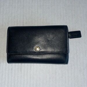 Coach Black Leather Small Tri Fold Wallet